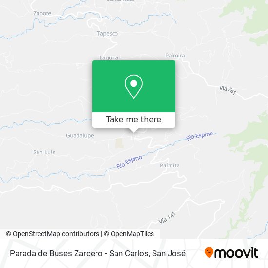 Parada de Buses Zarcero - San Carlos map