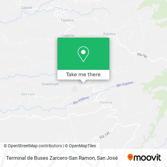 Terminal de Buses Zarcero-San Ramon map