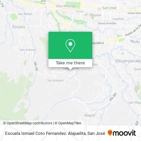 Escuela Ismael Coto Fernandez. Alajuelita map