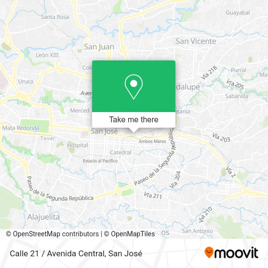 Calle 21 / Avenida Central map