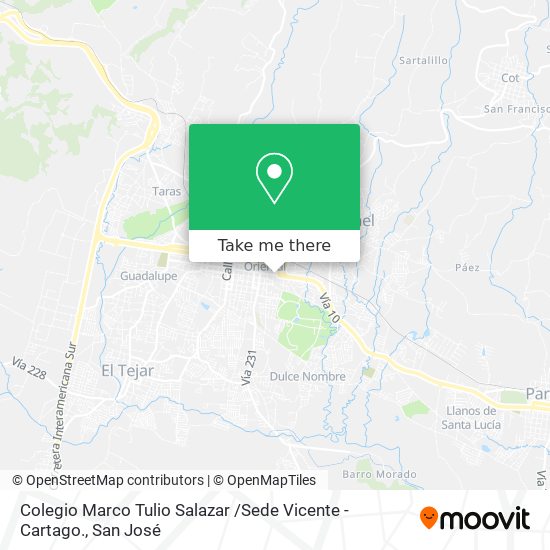 Colegio Marco Tulio Salazar /Sede Vicente - Cartago. map