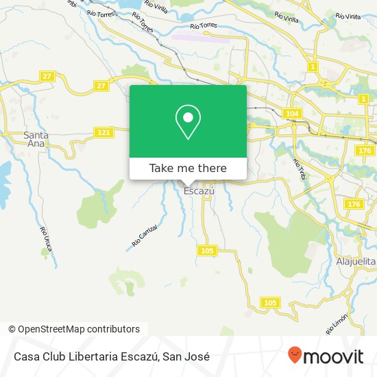 Casa Club Libertaria Escazú map
