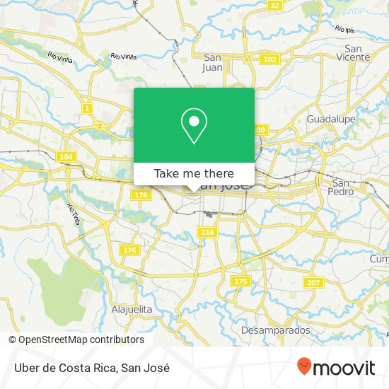 Uber de Costa Rica map