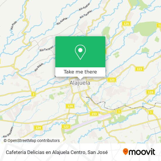 Cafeteria Delicias en Alajuela Centro map