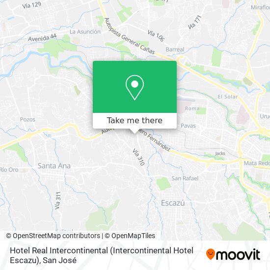 Hotel Real Intercontinental (Intercontinental Hotel Escazu) map