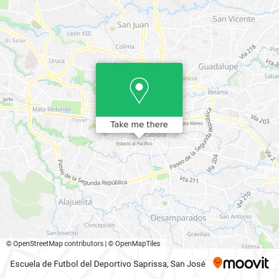 Escuela de Futbol del Deportivo Saprissa map