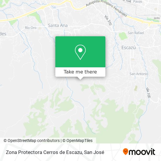 Zona Protectora Cerros de Escazu map