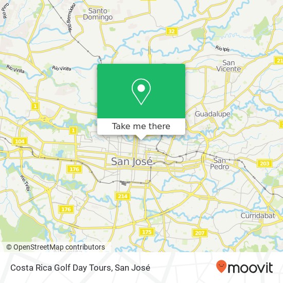 Costa Rica Golf Day Tours map