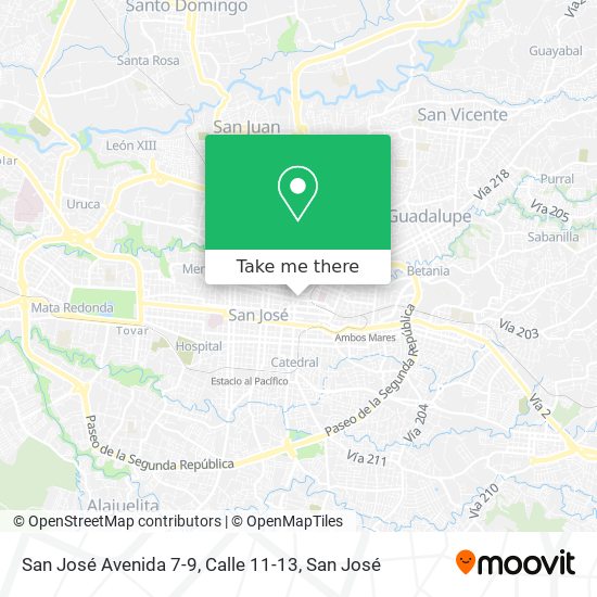 Mapa de San José Avenida 7-9, Calle 11-13