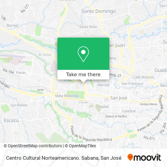 Mapa de Centro Cultural Norteamericano. Sabana