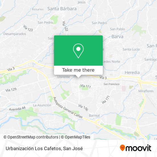 Mapa de Urbanización Los Cafetos