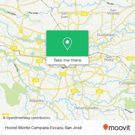 Hostel Monte Campana Escazu map