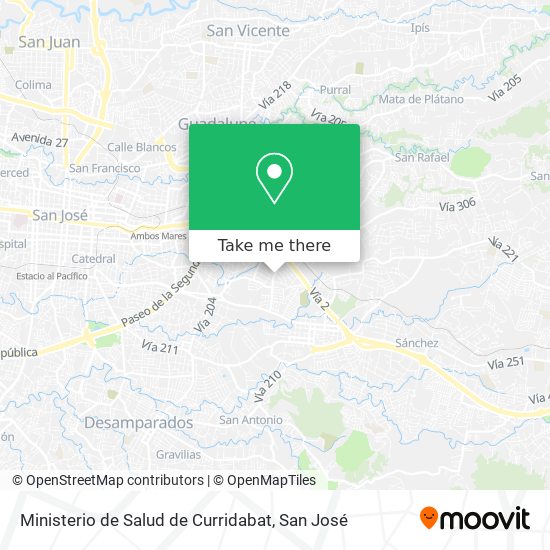 Ministerio de Salud de Curridabat map