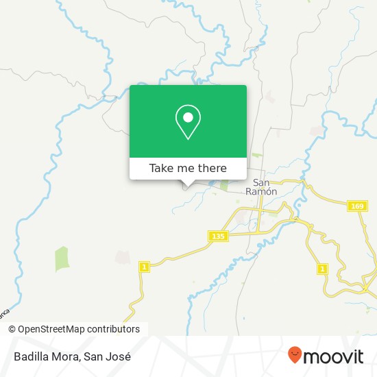 Badilla Mora map