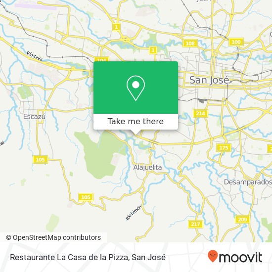 Mapa de Restaurante La Casa de la Pizza, Avenida 50A Hatillo, San José, 10110