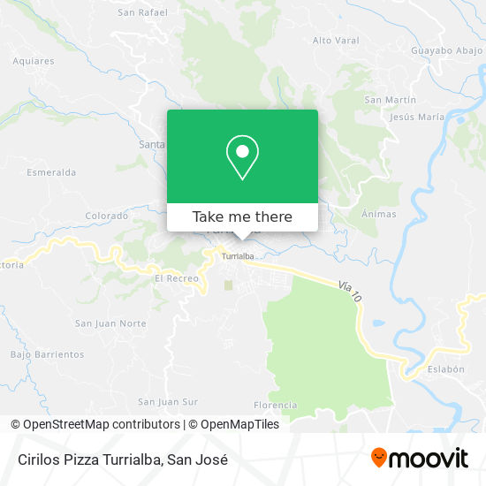 Mapa de Cirilos Pizza Turrialba