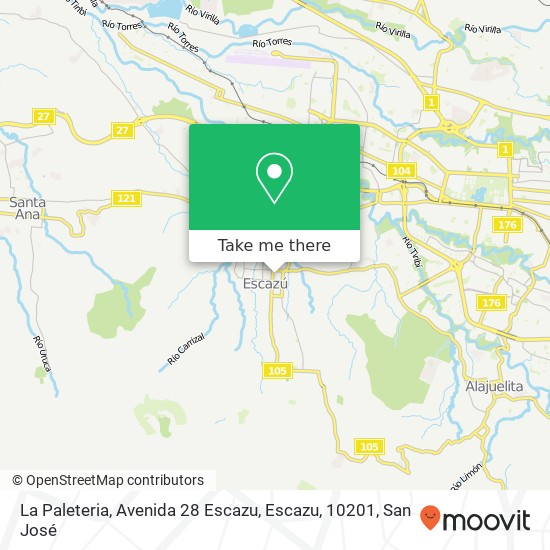 Mapa de La Paleteria, Avenida 28 Escazu, Escazu, 10201