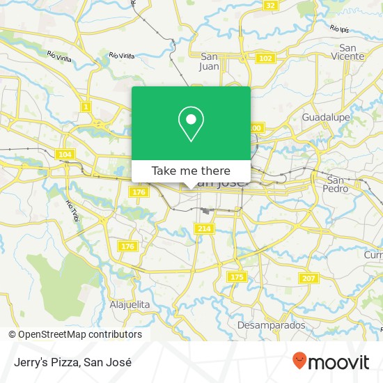 Jerry's Pizza, Avenida 10 Hospital, San José, 10103 map