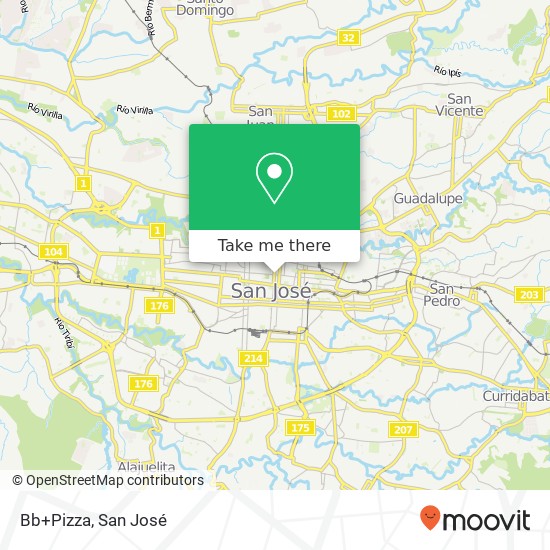 Mapa de Bb+Pizza, Avenida 1 Merced, San José, 10102