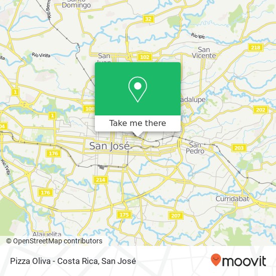 Mapa de Pizza Oliva - Costa Rica, Avenida 3 Carmen, San José, 10101