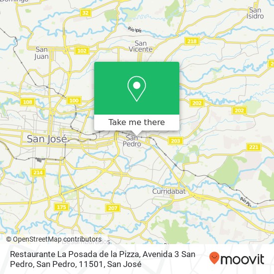 Mapa de Restaurante La Posada de la Pizza, Avenida 3 San Pedro, San Pedro, 11501