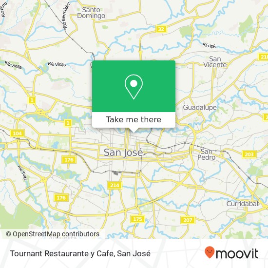 Tournant Restaurante y Cafe, Avenida 11 Carmen, San José map