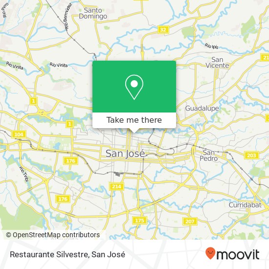 Mapa de Restaurante Silvestre, Avenida 11 Carmen, San José, 10101