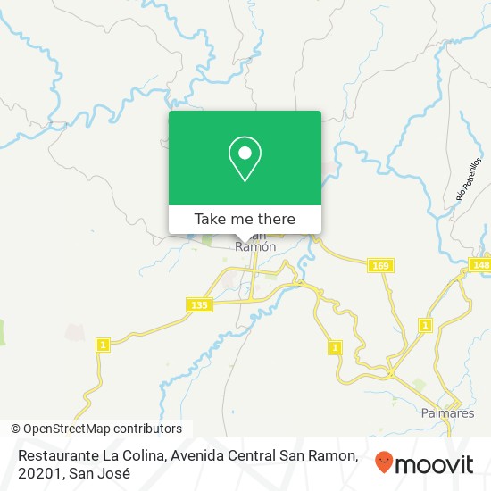 Mapa de Restaurante La Colina, Avenida Central San Ramon, 20201