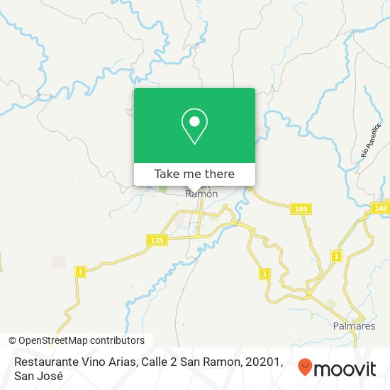 Mapa de Restaurante Vino Arias, Calle 2 San Ramon, 20201