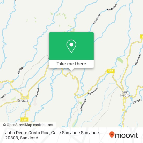 Mapa de John Deere Costa Rica, Calle San Jose San Jose, 20303