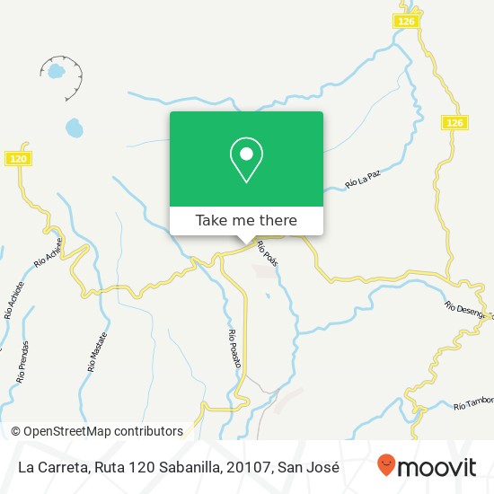 Mapa de La Carreta, Ruta 120 Sabanilla, 20107