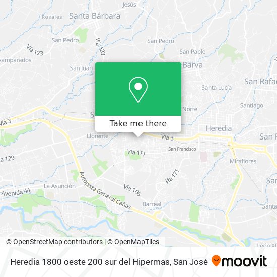 Heredia 1800 oeste 200 sur del Hipermas map