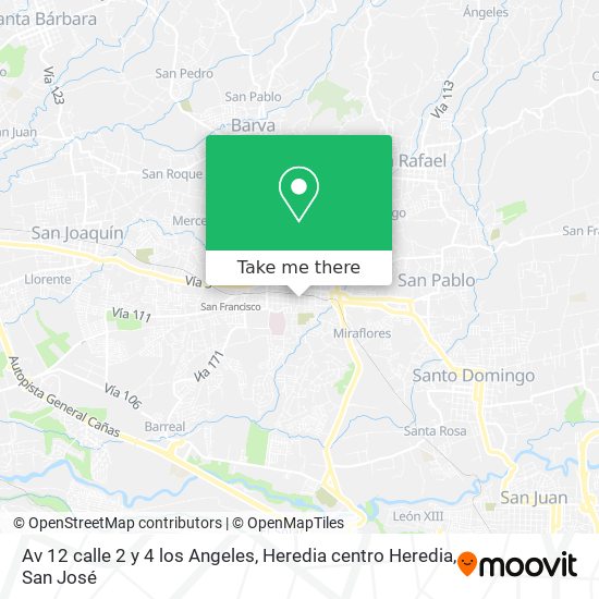 Av 12 calle 2 y 4 los Angeles, Heredia centro Heredia map