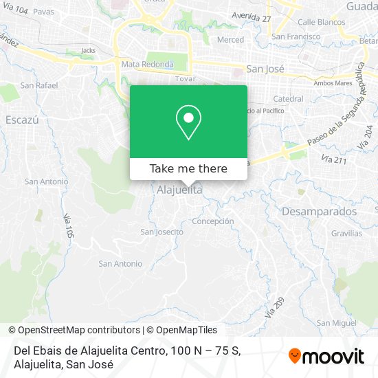 Del Ebais de Alajuelita Centro, 100 N – 75 S, Alajuelita map