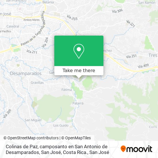 Colinas de Paz, camposanto en San Antonio de Desamparados, San José, Costa Rica. map