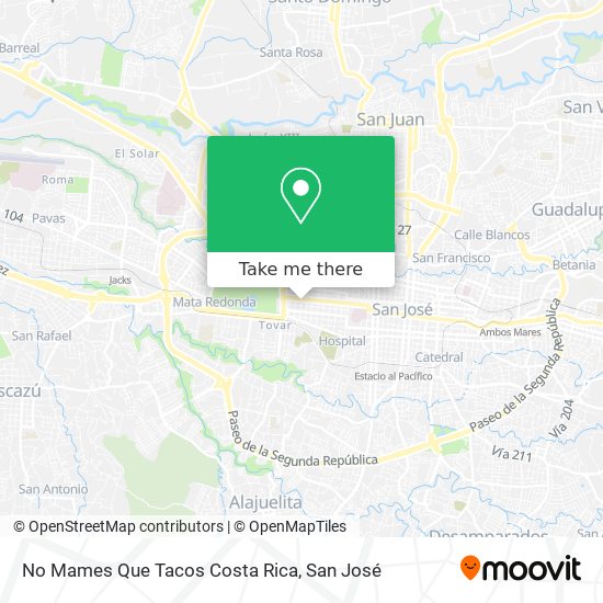Mapa de No Mames Que Tacos Costa Rica