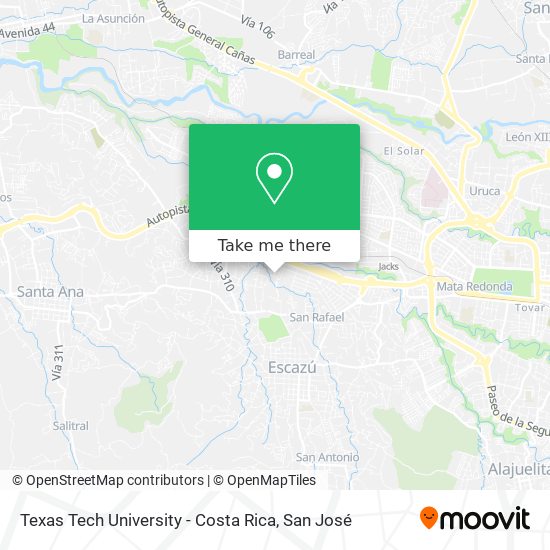 Texas Tech University - Costa Rica map