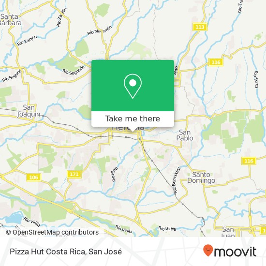 Mapa de Pizza Hut Costa Rica