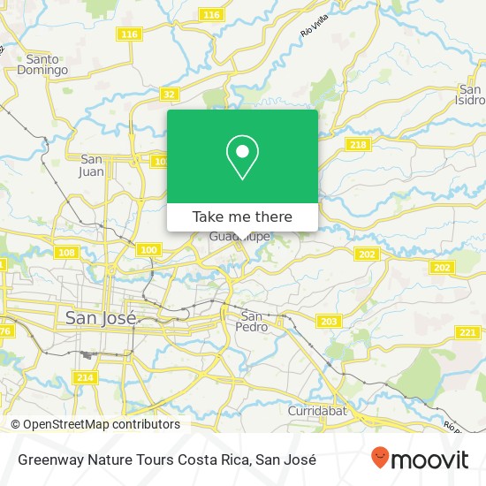 Mapa de Greenway Nature Tours Costa Rica