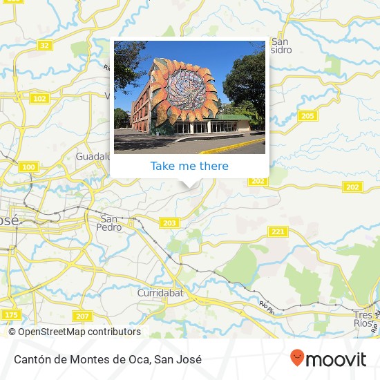 Cantón de Montes de Oca map
