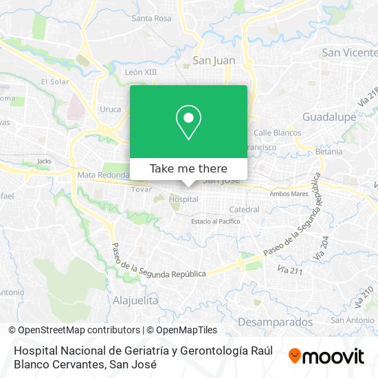 Hospital Nacional de Geriatría y Gerontología Raúl Blanco Cervantes map
