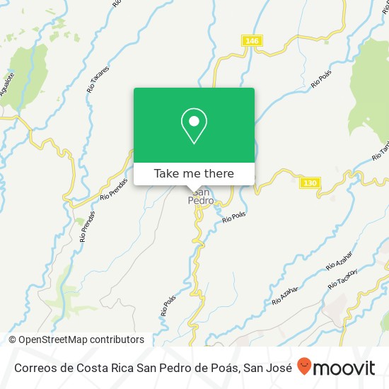 Correos de Costa Rica San Pedro de Poás map