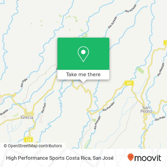 High Performance Sports Costa Rica map