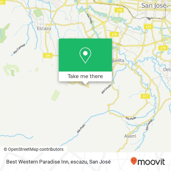 Best Western Paradise Inn, escazu map