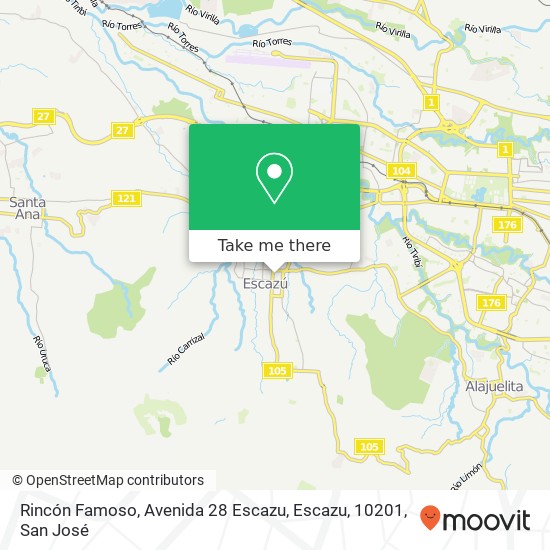 Mapa de Rincón Famoso, Avenida 28 Escazu, Escazu, 10201
