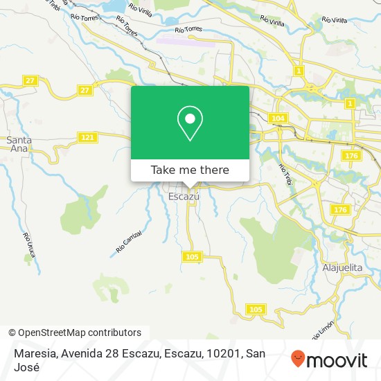 Mapa de Maresia, Avenida 28 Escazu, Escazu, 10201