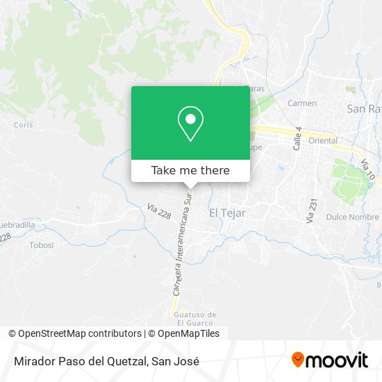 Mirador Paso del Quetzal map