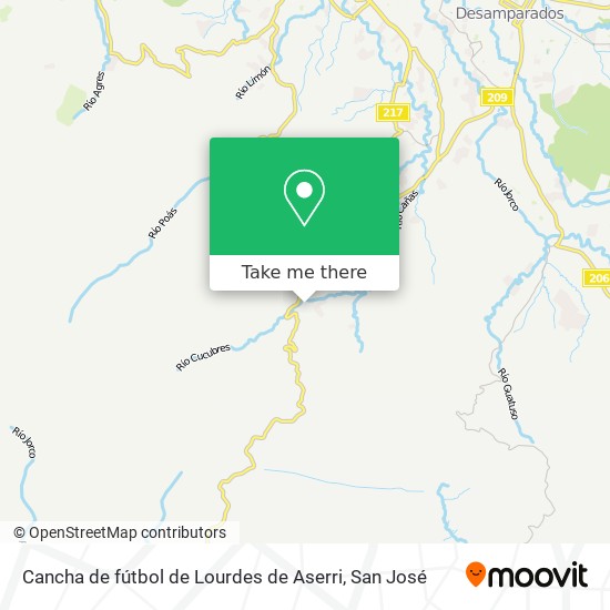 Cancha de fútbol de Lourdes de Aserri map
