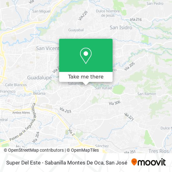 Super Del Este - Sabanilla Montes De Oca map