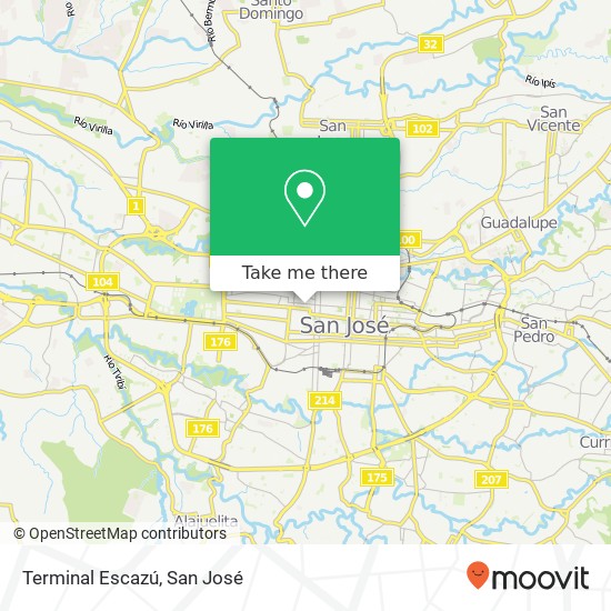Terminal Escazú map